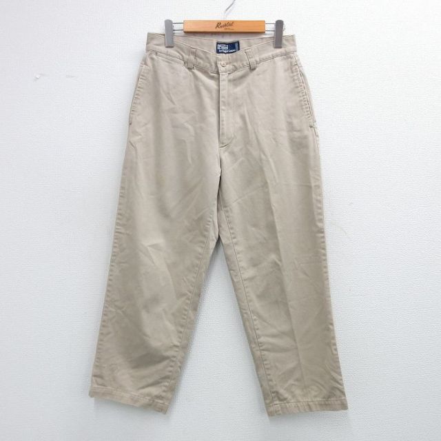 W29★古着 ラルフローレン Ralph Lauren ブランド チノ パンツ チノパン メンズ 90年代 90s コットン カナダ製 ベージュ カーキ 25nov04 中古 ボトムス ロング
