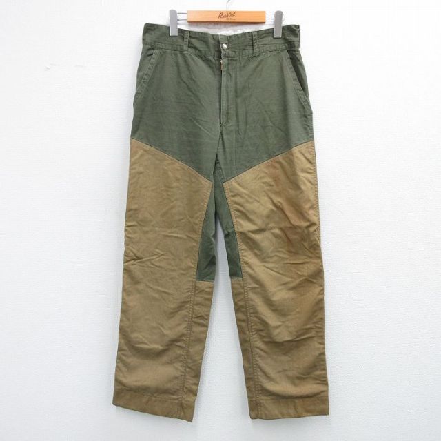 W33★古着 ハンティング パンツ メンズ 80年代 80s リップストップ サンプル 濃緑他 グリーン 【spe】 25nov04 中古 ボトムス ロング