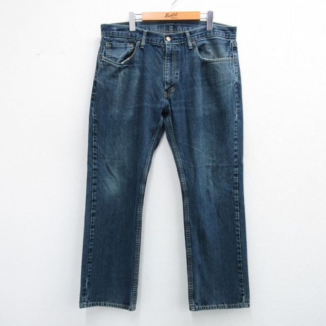 W37★古着 リーバイス Levis 569 ジーンズ メンズ ヒゲ コットン 濃紺 ネイビー デニム 25nov04 中古 ボトムス ジーパン Gパン ロング パンツ