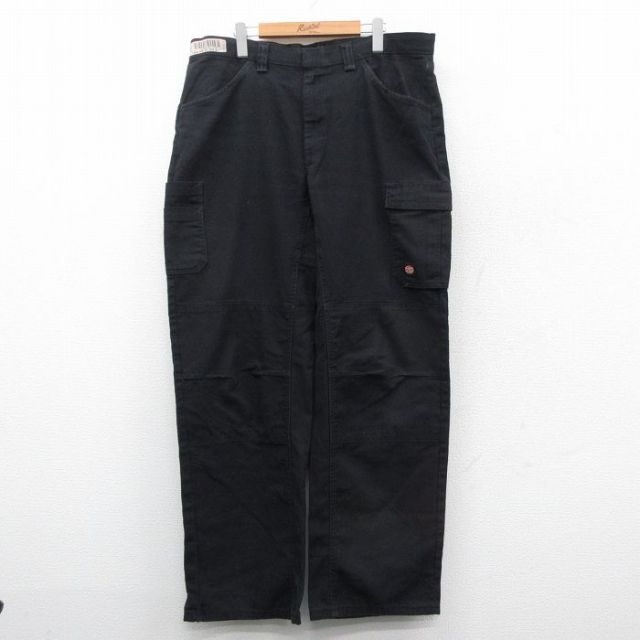 W38★古着 レッドキャップ カーゴ パンツ メンズ 00年代 00s ダブルニー ダック地 黒 ブラック 25nov04 中古 ボトムス ロング