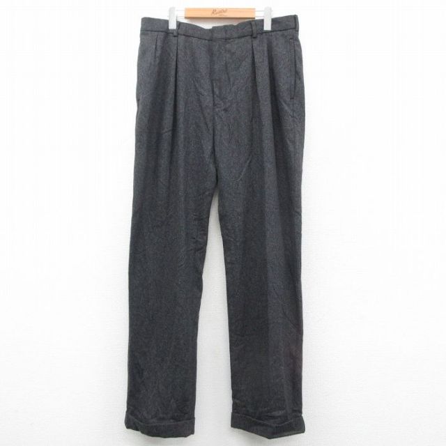 W36★古着 ラルフローレン Ralph Lauren ブランド スラックス パンツ メンズ 90年代 90s ウール 濃グレー 【spe】 25nov05 中古 ボトムス ロング