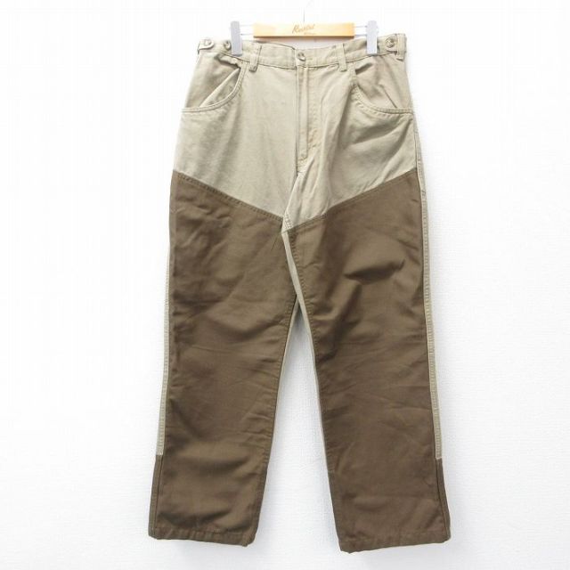 W34★古着 ハンティング パンツ メンズ ダブルニー ダック地 コットン 茶系他 ブラウン 25nov05 中古 ボトムス ロング