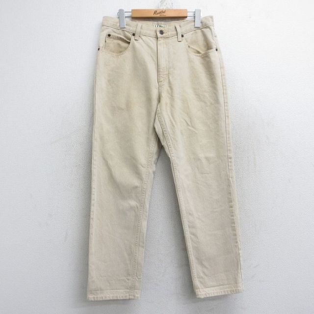 【20%OFF】W31★古着 エルエルビーン LLBEAN ジーンズ メンズ 00年代 00s コットン ベージュ カーキ デニム 25nov05 中古 ボトムス ジーパン Gパン ロング パンツ