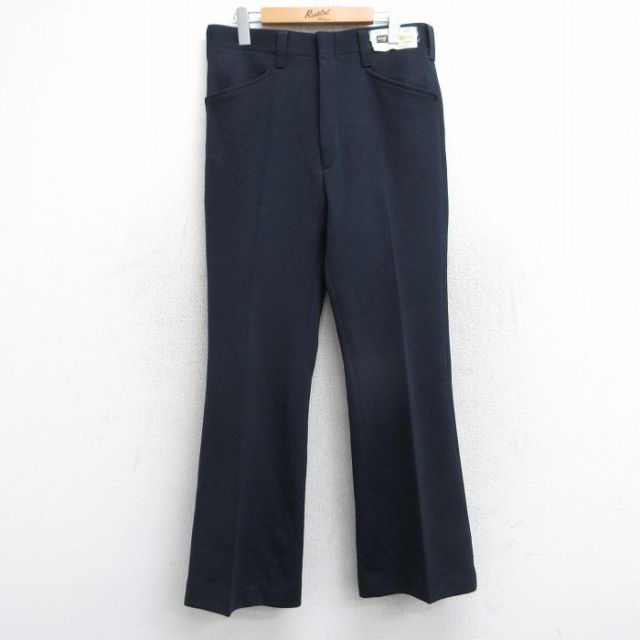 W31★古着 HAGGAR スラックス パンツ メンズ 80年代 80s フレア タロン 濃紺 25nov13