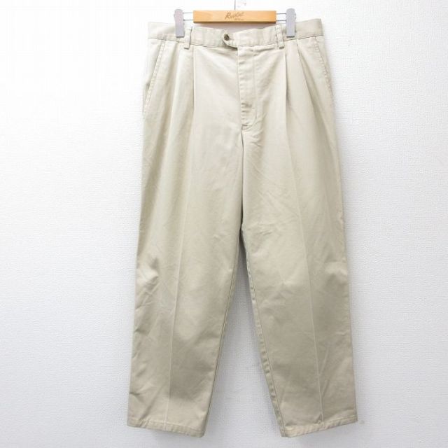 【50%OFF】W34★古着 パンツ メンズ コットン 薄ベージュ 25nov14