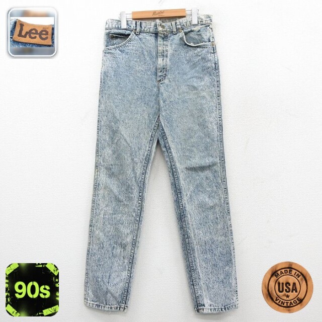 リー 90s ジーンズ ケミカルウォッシュ ネイビー W32 | 古着