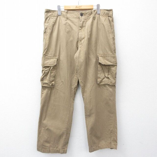 W37★古着 オールドネイビー OLD NAVY カーゴ パンツ メンズ コットン ベージュ 25nov19