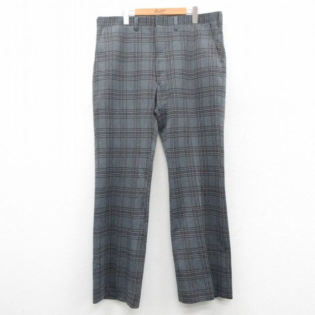 W39★古着 HAGGAR スラックス パンツ メンズ 90年代 90s ウール USA製 グレー チェック 25nov19