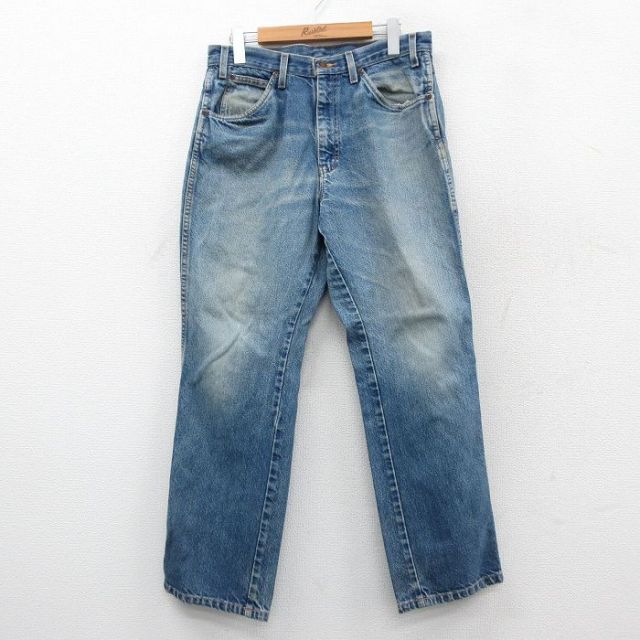 W31★古着 ディッキーズ ジーンズ メンズ 90年代 90s ヒゲ コットン 紺 デニム【spe】 25nov19