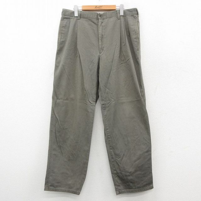W34★古着 パンツ メンズ 90年代 90s コットン USA製 ベージュ系 25nov20
