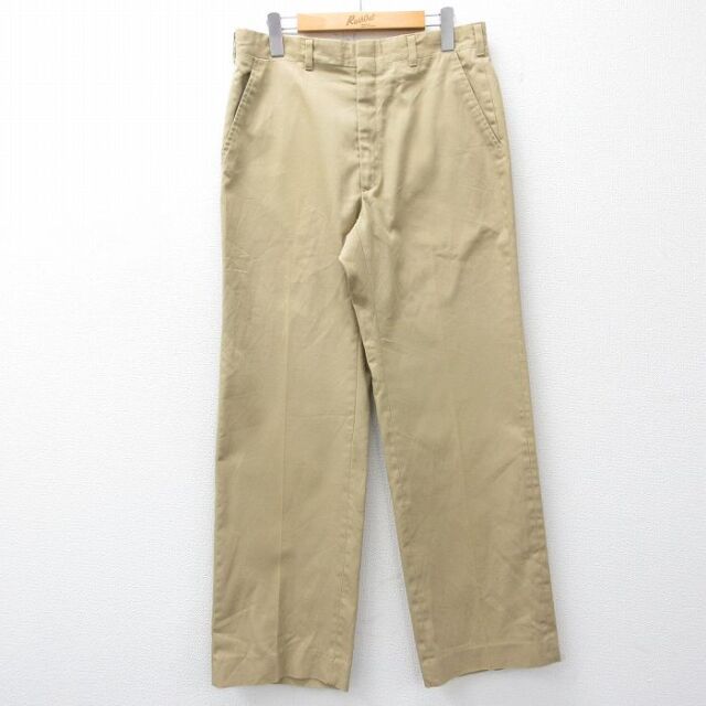 W33★古着 HAGGAR スラックス パンツ メンズ 80年代 80s USA製 タロン ベージュ 25nov27