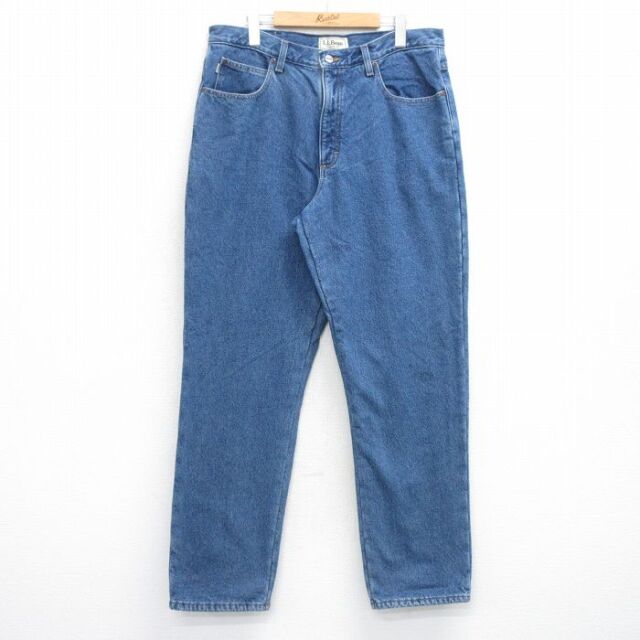 W36★古着 エルエルビーン ジーンズ メンズ 00年代 00s コットン 紺 デニム 内側フリース 25dec04