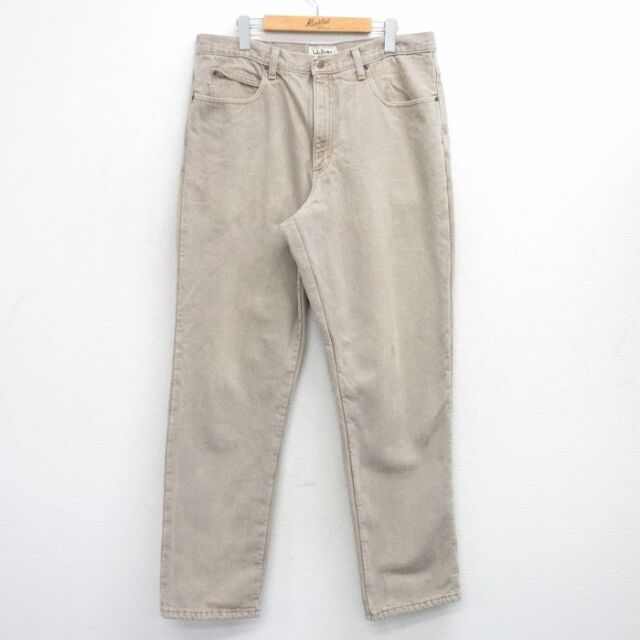 【50%OFF】エルエルビーン 00s ジーンズ 内側フリース ベージュ W36 | 古着