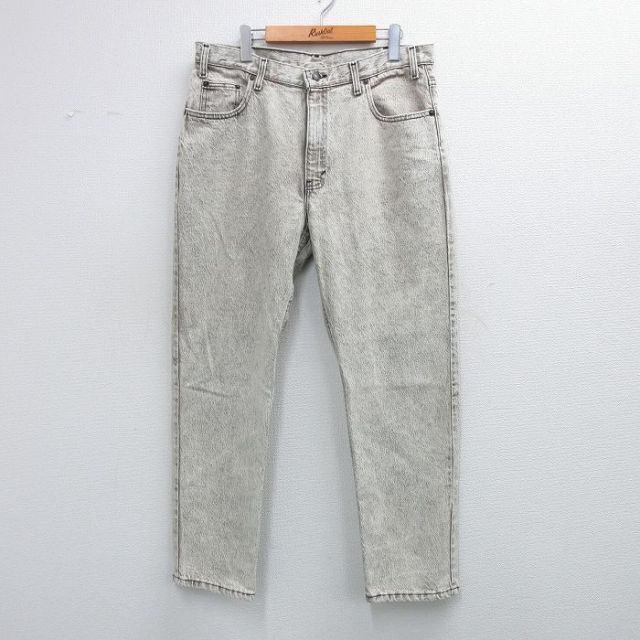 W36★古着 ジーンズ メンズ 80年代 80s ケミカルウォッシュ コットン USA製 薄グレー系 デニム 25nov28