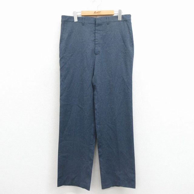 W34★古着 シアーズ スラックス パンツ メンズ 80年代 80s 紺 25dec02