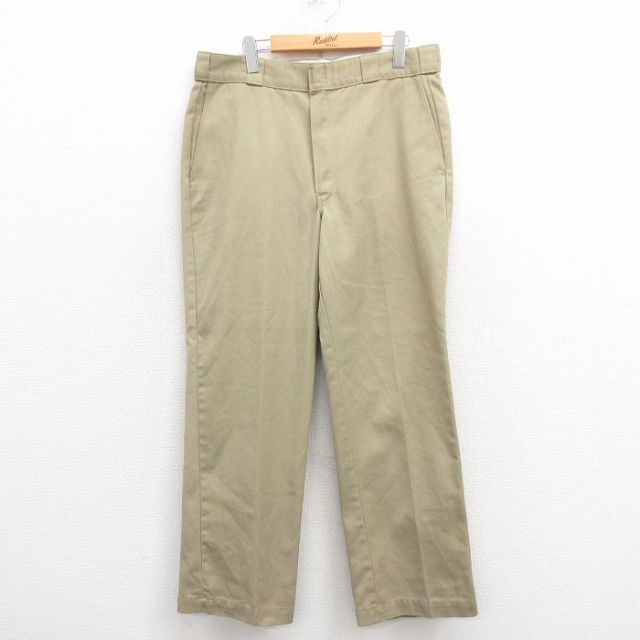 W34★古着 ディッキーズ ワーク パンツ メンズ 90年代 90s USA製 タロン ベージュ 25dec03