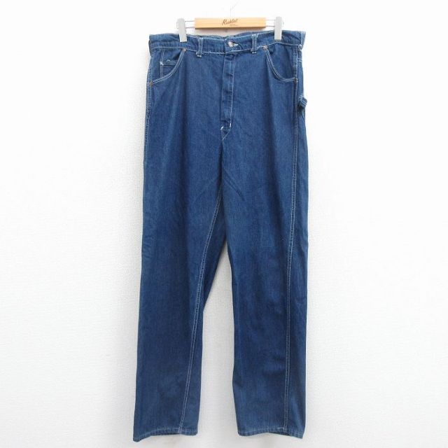 W36★古着 ビッグヤンク ペインター パンツ メンズ 80年代 80s 紺 デニム 25dec06