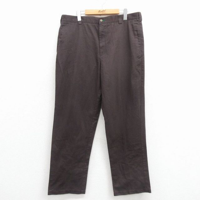 【20%OFF】W38★古着 トミーヒルフィガー ブランド パンツ メンズ ワンポイントロゴ コットン こげ茶 25dec06