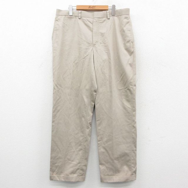 W36★古着 エルエルビーン スラックス パンツ メンズ 00年代 00s コットン 薄ベージュ 25dec08
