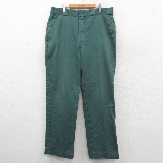 W36★古着 エルエルビーン ワーク パンツ メンズ 80年代 80s USA製 緑 25dec11