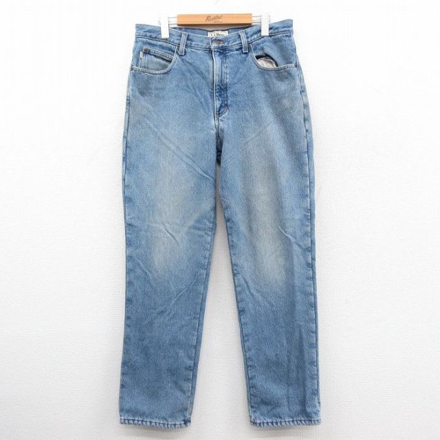 W33★古着 エルエルビーン ジーンズ メンズ 00年代 00s コットン 紺 デニム 内側フリース 25dec23