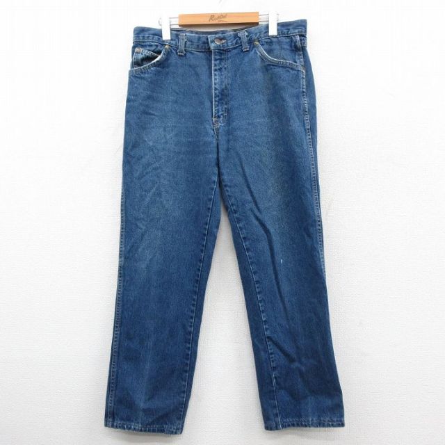 W34★古着 カルバンクライン ジーンズ メンズ 90年代 90s ヒゲ コットン USA製 紺 デニム【spe】 25dec23