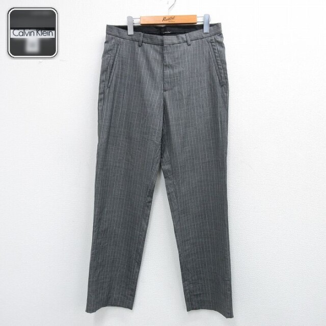 【50%OFF】カルバンクライン W32 スラックス ストライプ グレー | 古着