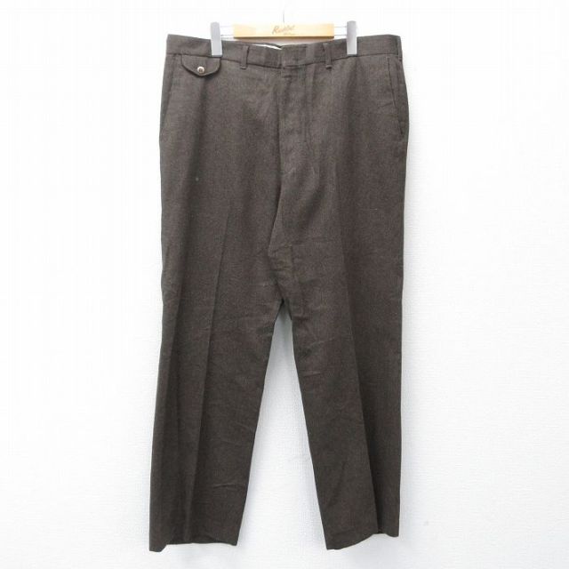 W36★古着 HAGGAR スラックス パンツ メンズ 90年代 90s ウール USA製 茶 26jan19