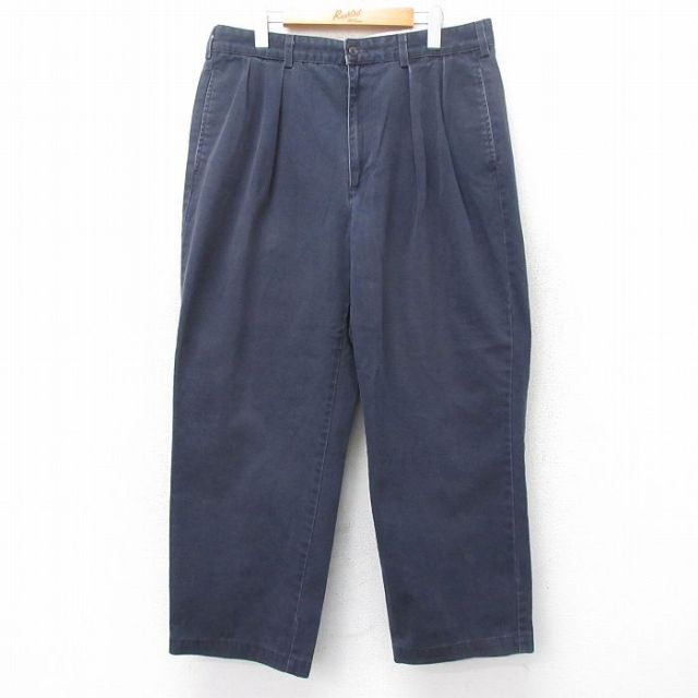 W34★古着 ラルフローレン ブランド チノ パンツ チノパン メンズ 90年代 90s ワンポイントロゴ コットン USA製 紺【spe】 26jan20