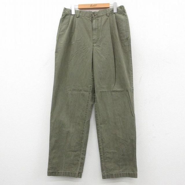 W33★古着 エルエルビーン パンツ メンズ 00年代 00s コットン 薄緑 26jan28