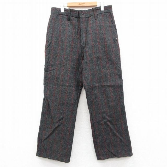 【20%OFF】ウール チェック パンツ 濃グレー W34 | 古着
