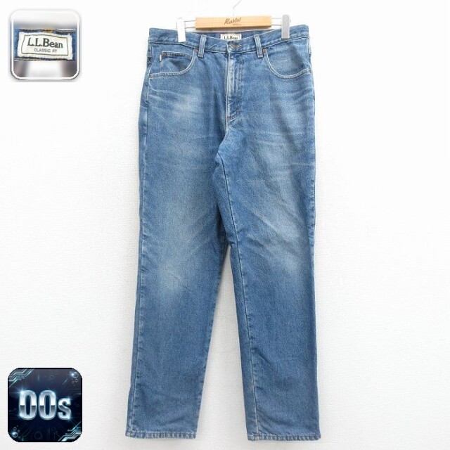 【50%OFF】エルエルビーン 00s ジーンズ ヒゲ ネイビー W34 | 古着