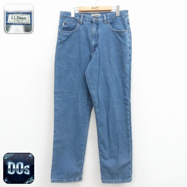 【50%OFF】エルエルビーン 00s ジーンズ 内側フリース ネイビー W33 | 古着