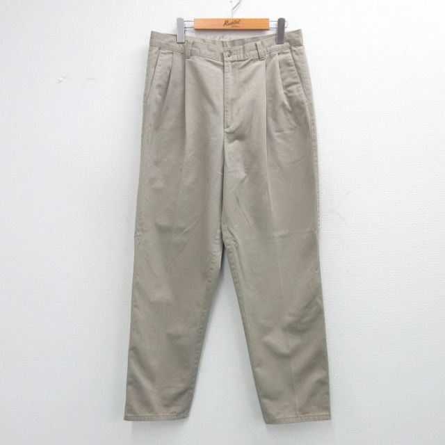 【20%OFF】W34★古着 HAGGAR パンツ メンズ 90年代 90s コットン USA製 ベージュ 26feb05