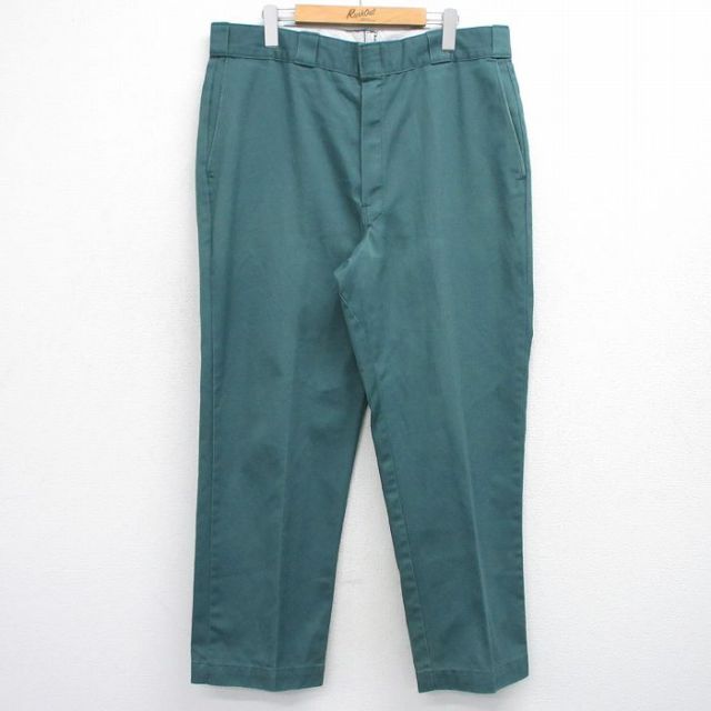 W38★古着 ディッキーズ ワーク パンツ メンズ 80年代 80s USA製 タロン 緑【spe】 26feb13