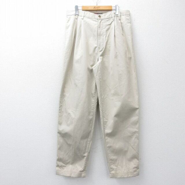 W34★古着 ラルフローレン チャップス ブランド チノ パンツ チノパン メンズ 90年代 90s コットン 薄ベージュ 26feb20