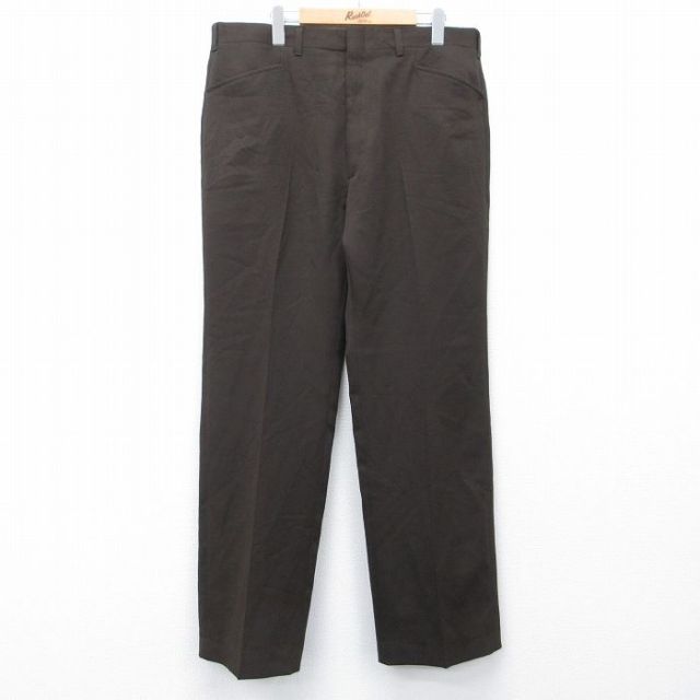 W37★古着 HAGGAR スラックス パンツ メンズ 80年代 80s USA製 茶 26mar02