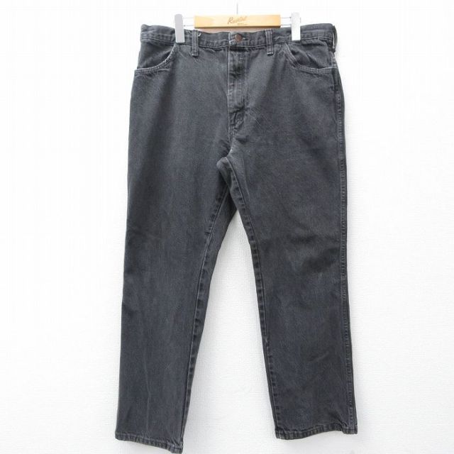 W35★古着 ラスラー ジーンズ メンズ 90年代 90s コットン USA製 黒 デニム 26mar07