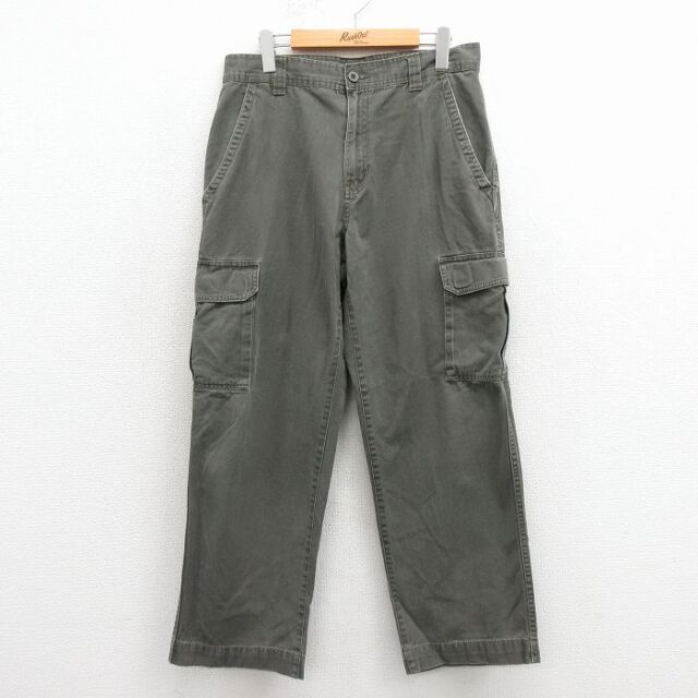 W32★古着 ベーシックエディションズ カーゴ パンツ メンズ コットン ベージュ系 26mar10