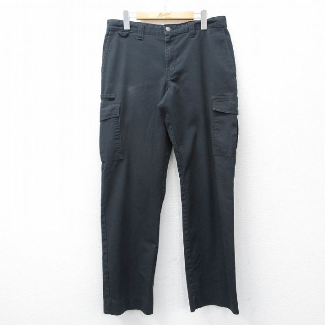 W32★古着 ディッキーズ ワーク カーゴ パンツ メンズ 黒 26mar12