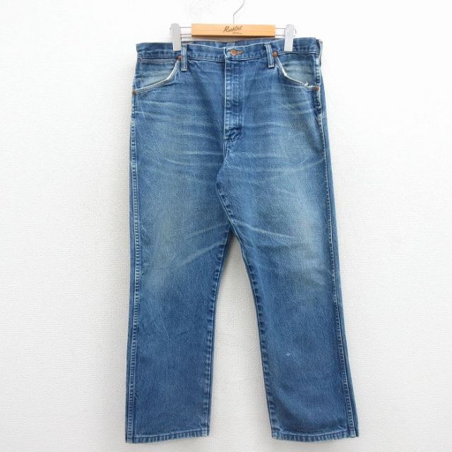 W35★古着 ラングラー ジーンズ メンズ 90年代 90s ヒゲ コットン USA製 紺 デニム 26mar12