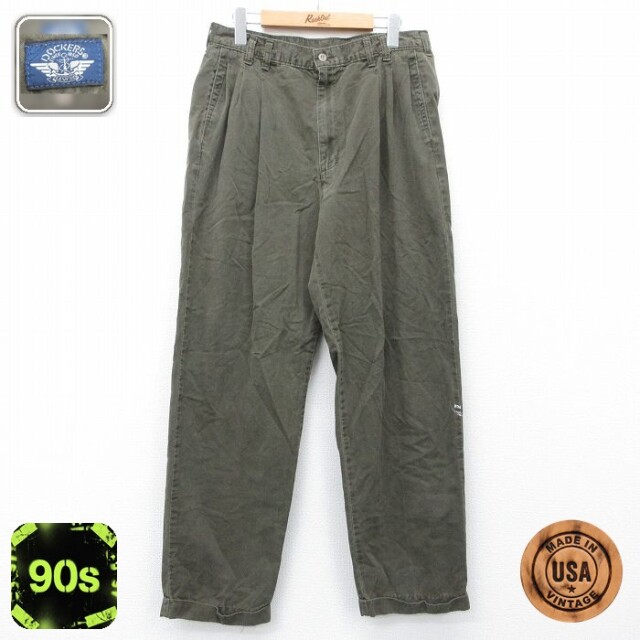 【20%OFF】ドッカーズ 90s パンツ グリーン W33 | 古着