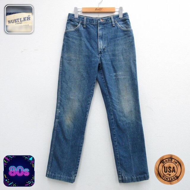 【20%OFF】ラスラー 80s ジーンズ ヒゲ ネイビー W32 | 古着