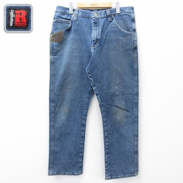 【20%OFF】ラングラー ジーンズ レザー使用 ネイビー 実寸W35 | 古着