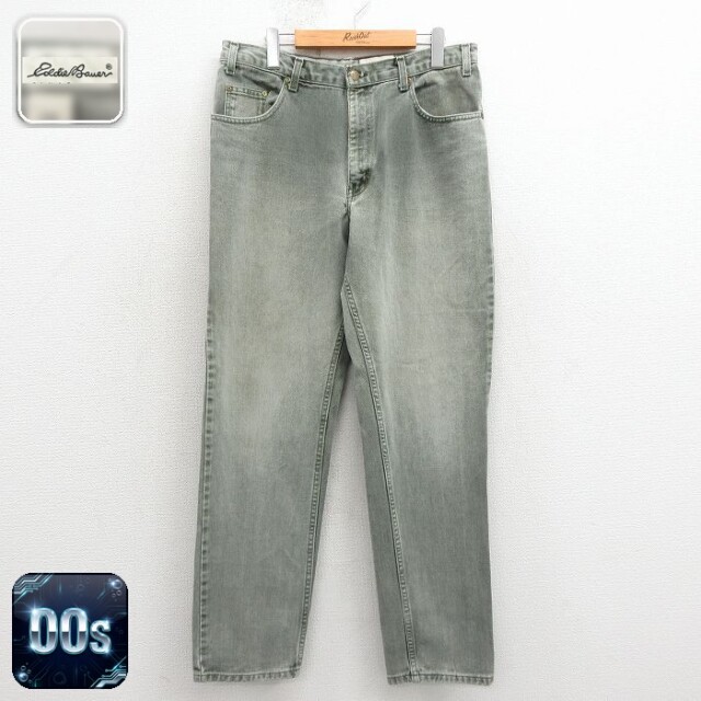 【20%OFF】エディーバウアー 00s ジーンズ グリーン 実寸W35 | 古着