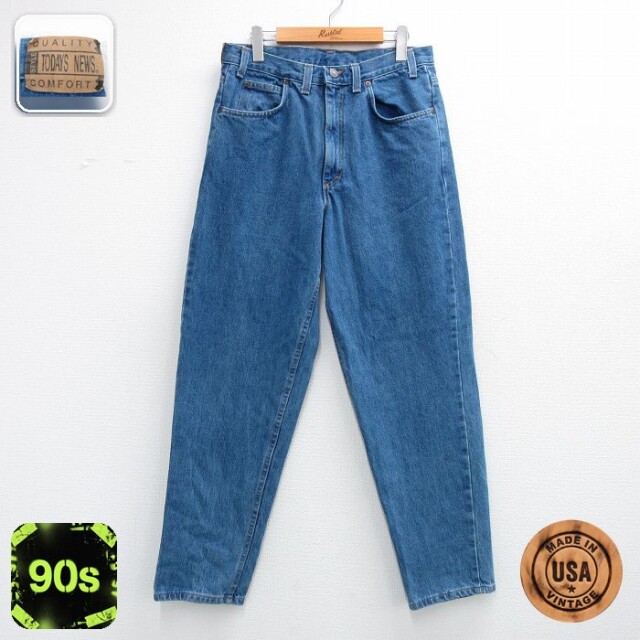 【20%OFF】TODAYSNEWS 90s ジーンズ テーパード ネイビー 実寸W32 | 古着