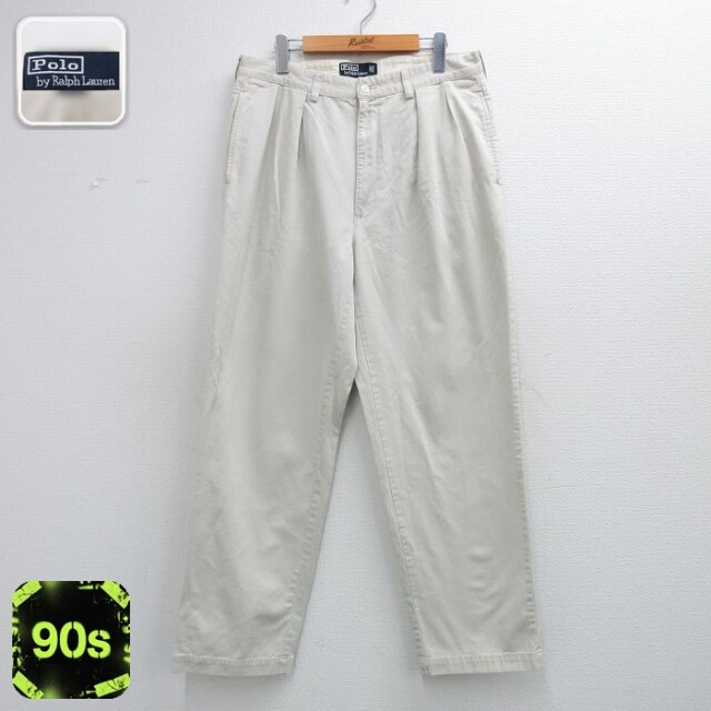【20%OFF】ラルフローレン 90s チノパンツ ANDREW ベージュ 実寸W33 | 古着