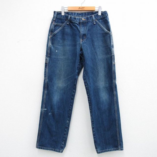 W34★古着 ペインター パンツ メンズ 90年代 90s コットン USA製 紺 デニム