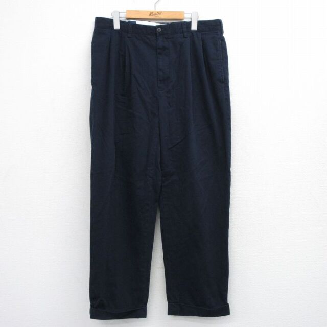 ラルフローレン 90s チノパン ワンポイントロゴ ネイビー 実寸W36 | 古着