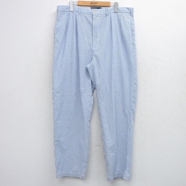 ラルフローレン 90s パンツ ANDREW 薄紺ストライプ W38 | 古着